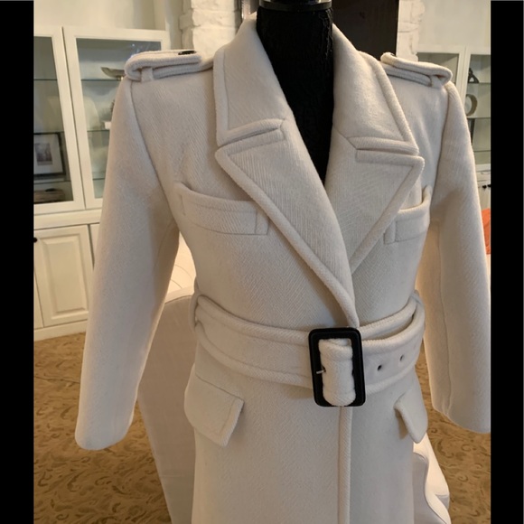 SAINT LAURENT Belted Wool Coat Size S $4990 - Picture 4 of 13